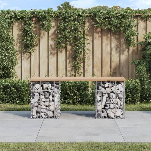 VidaXL Vrtna klop gabion 103x31x42 cm trdna borovina Slike