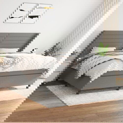  The Living Store Box spring postelja z vzmetnico temno siva 160x200 cm blago - Box Spring Postelja, (21518461) Cene