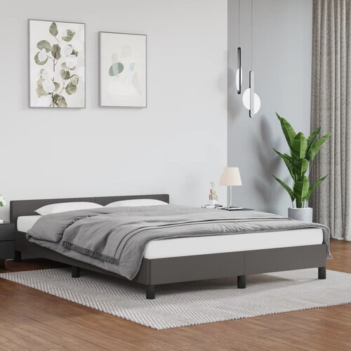 vidaXL Posteljni okvir z vzglavjem siv 140x190 cm umetno usnje Cene