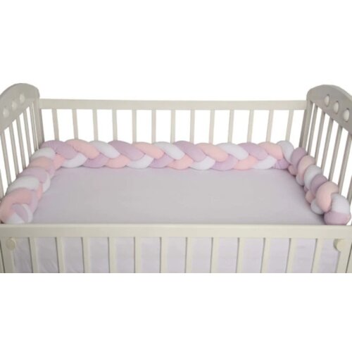 Baby Textil šarena pletenica za krevetac Lila-Roze-Bela Slike