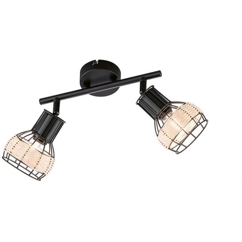 Fischer & Honsel Crna stropna svjetiljka s metalnim sjenilom/sa sjenilom od ratana 10x28 cm Straw – Cijene