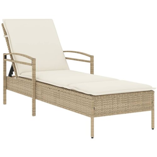 Maison Chic Ležalnik - Sončna ležalnik z blazino bež 63x200x81 cm poli ratan, (22043033) Cene