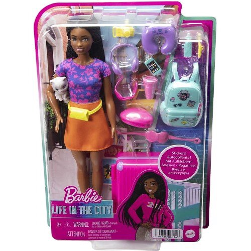 Mattel Potovalna lutka Barbie Brooklyn z dodatki, Roza, (21582550) Cene
