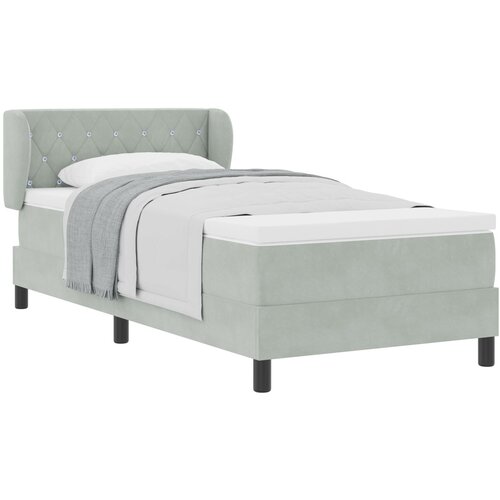 vidaXL Box Spring Postelja z Vzmetnico Svetlo Siva 90x200 cm Žamet Cene