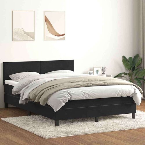 Box spring postelja z vzmetnico črna 160x210 cm žamet Cene