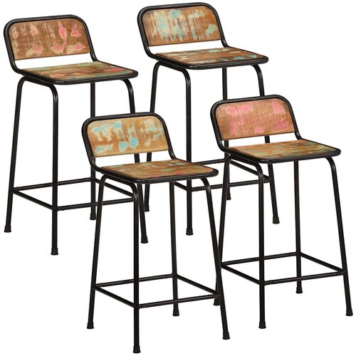 vidaXL Barski stolčki 4 črni 46x35,5x80 cm trden predelan les Cene