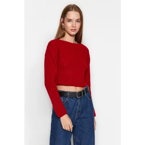 Trendyol Red Crop Basic Knitwear Sweater