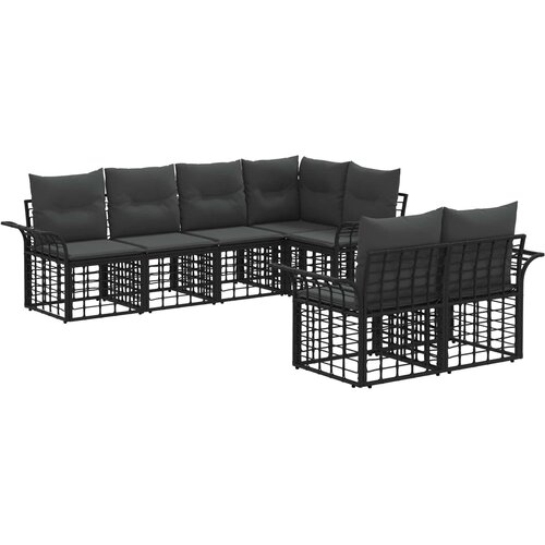  Set vanjskih sofa s jastukom 7 pcs Crna i tamno siva Poliester Slike