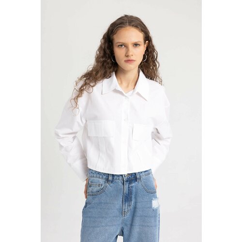 Defacto Crop Shirt Collar Poplin Long Sleeve Shirt Cene