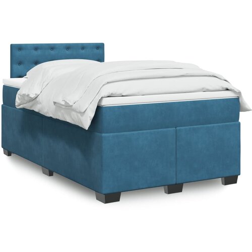  The Living Store Box spring postelja z vzmetnico temno moder 120x190 cm žamet - Box Spring Postelja, (21458193) Slike