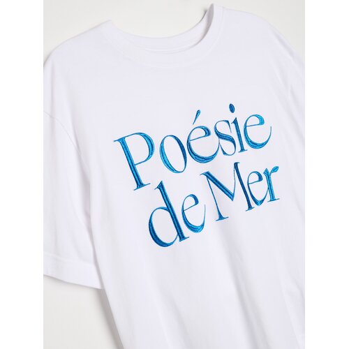 Sinsay Pamučna majica s izvezenim tekstom Poesie de Mer Slike