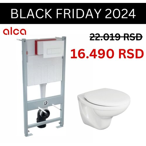 Alca set ugradni vodokotlić bela tipka wc šolja fayans neo rimless i wc daska Cene