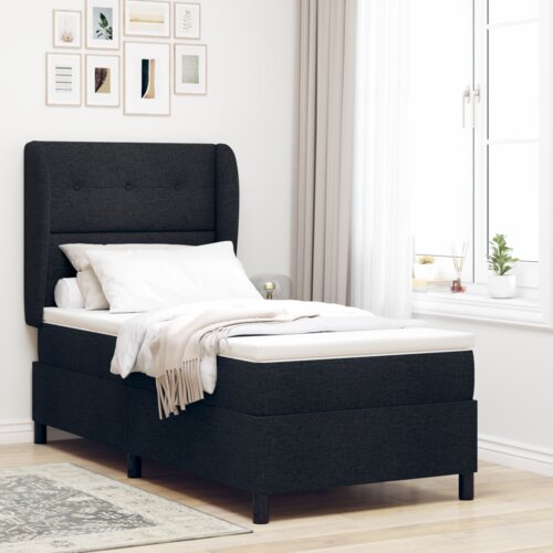 Box Spring Krevet s Madracem Crni 90x190 cm Tkanina Cijene