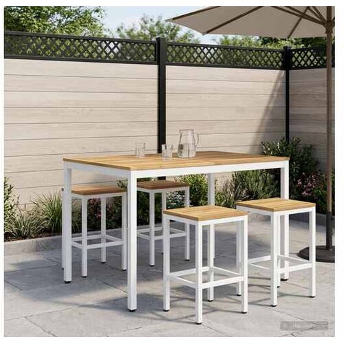 VidaXL Vrtni Bar Miza Bela 110 x 108,5 x 105 cm Masiven les akacije Slike
