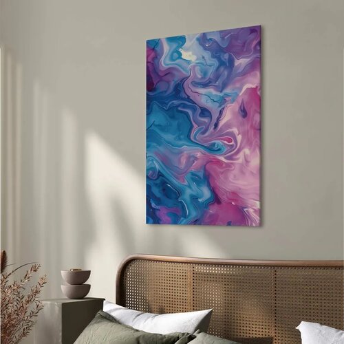  Slika - Night Flows - Abstract Waves in Shades of Blue and Violet 60x90 Slike