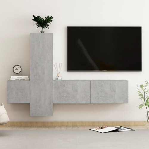 The Living Store Komplet TV omaric 3-delni betonsko siva iverna plo&amp;scaron;ča - TV Omarica, (21374415) Slike