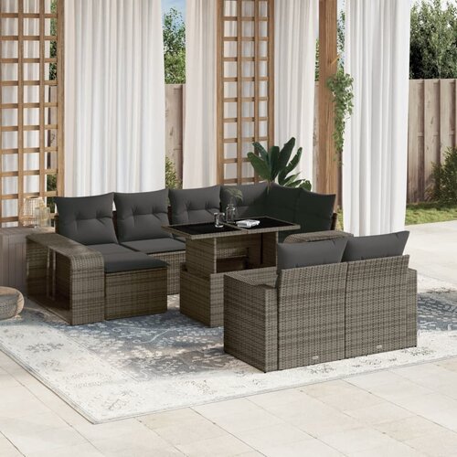 vidaXL 11-dijelni set vrtnih sofa od poliratana s jastucima sivi Cijene