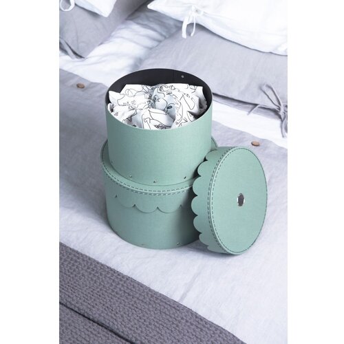 Bigso Box of Sweden Mentolno zelene kartonaste &amp;scaron;katle s pokrovom za shranjevanje v kompletu 2 ks &amp;oslash; 26x17,5 cm Wilma &amp;ndash; Slike