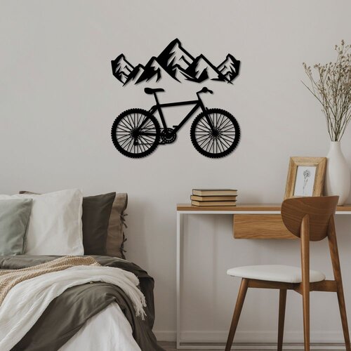 Wallity Zidna dekoracija Mountain And Bicycle - L, 70 x 38 cm, Crna Cene