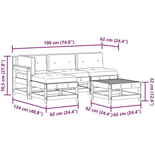  Set lounge namje&amp;scaron;taja za vrt 5 pcs Vo&amp;scaron;tanosmeđa Slike