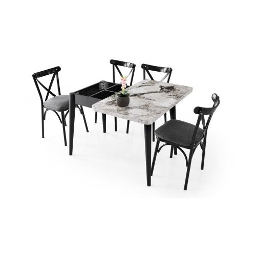 Hanah home Razvlačivi trpezarijski sto Dolunay-1281, 100-120 cm, Bijeli Slike