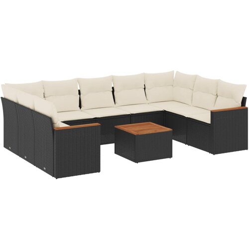  10-dijelni set vrtnih sofa s jastucima crni od poliratana Crna 62 x 62 x 69 cm Slike