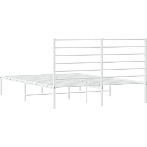  Metalni okvir za krevet s uzglavljem bijeli 150x200 cm Slike