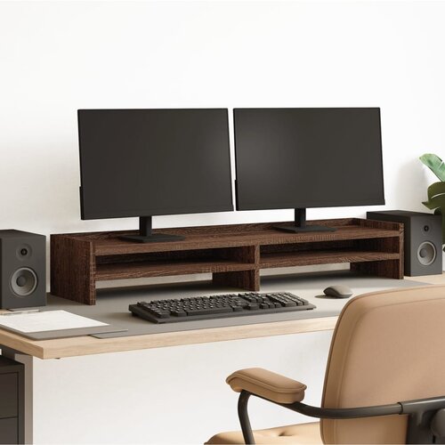 vidaXL Stojalo za monitor rjavi hrast 100x24x16 cm inženirski les Cene
