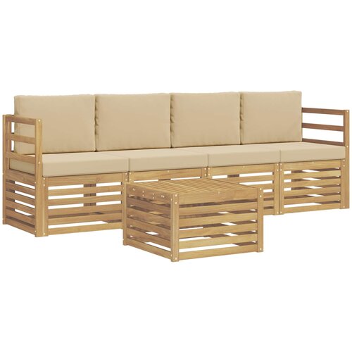 vidaXL Zunanja garnitura za sedenje 5 pcs Bela in bež Poliester, (5000281981) Cene