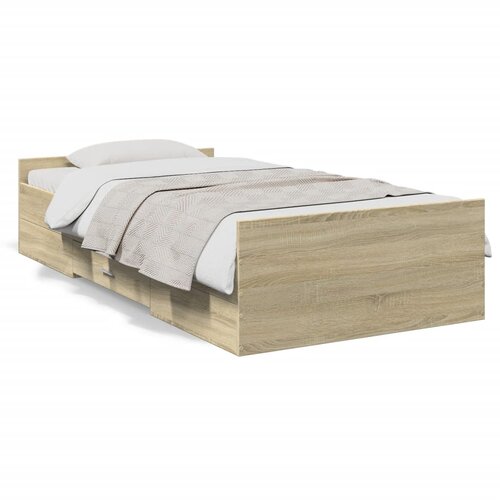 VidaXL Posteljni okvir s predali sonoma hrast 75x190 cm inženirski les Slike