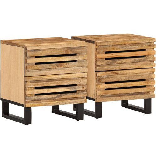 The Living Store Nočna omarica 2 kosa 40x34x46 cm trden robusten mangov les - Nočna Omarica, (21568385) Cene