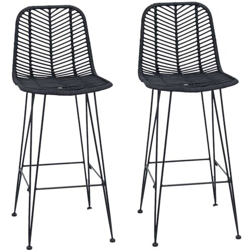  Barski stolac 2 pcs Crna 44 5 x 53 x 111 cm Ratan i čelik Slike