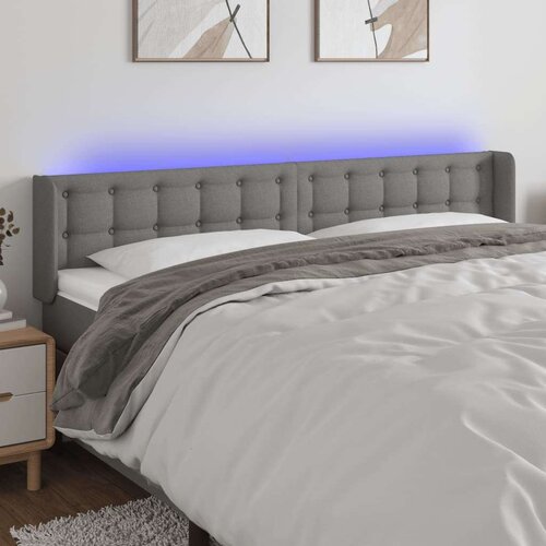  LED posteljno vzglavje temno sivo 163x16x78/88 cm blago, (20932771) Slike