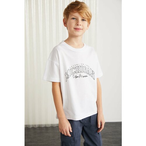 GRIMELANGE Paddy Boy 100% Cotton Printed Short Sleeve Relaxed Fit White T-shirt Slike