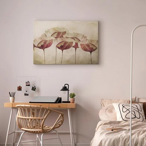  Slika - Flowers in Beige (1 Part) Wide 90x60 Slike