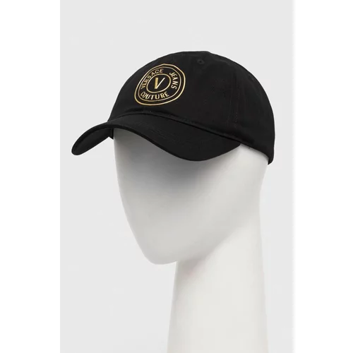 Versace Jeans Couture Pamučna kapa sa šiltom boja: crna, s aplikacijom