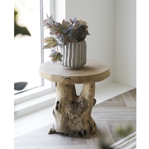 House Nordic Okrogla stranska mizica iz masivnega tika &amp;oslash; 40 cm Palena &amp;ndash; Slike