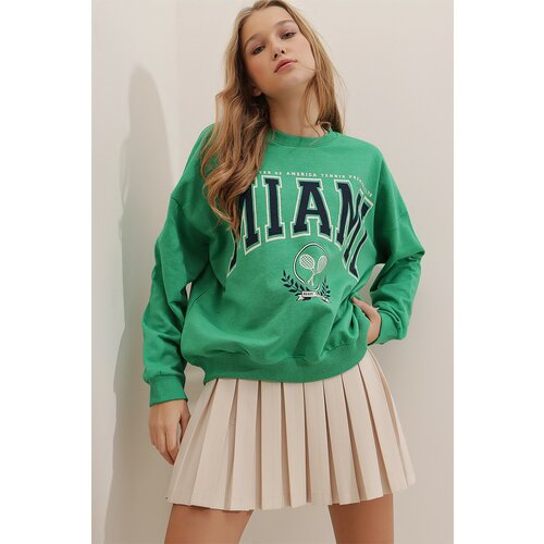 Trend Alaçatı Stili Sweatshirt - Green - Regular Cene