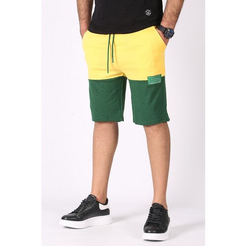 Madmext Color Block Yellow Casual Shorts Cene