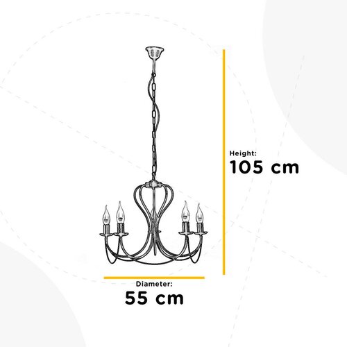 ONLI luster na lancu candela 5xE14/6W/230V crna Slike