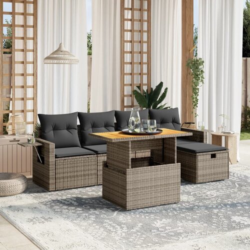 vidaXL 6-dijelni set vrtnih sofa od poliratana s jastucima sivi Cijene