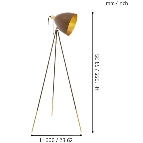 Eglo Chester 1 podna lampa E27, 149,5 cm, boja rđe/zlatna, 49519 Slike