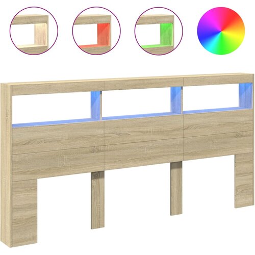 Maison Chic Posteljno vzglavje - Vzglavna omarica - Nočna omarica LED sonoma hrast 200x17x102 cm, (21705765) Slike