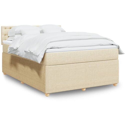 vidaXL Box spring postelja z vzmetnico krem 160x200 cm blago Cene