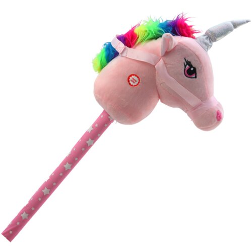 Lean Toys Pli&amp;scaron;asta glava samoroga na palici Hobby Horse Unicorn Roza zvoki Slike
