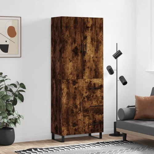 vidaXL Visoka komoda dimljen hrast 69,5x34x180 cm inženirski les Cene