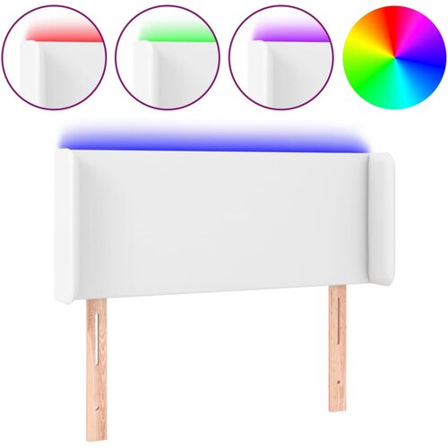 Maison Chic led posteljno vzglavje - vzglavna omarica - nočna omarica belo 93x16x78/88 cm umetno usnje, (21710915) Slike