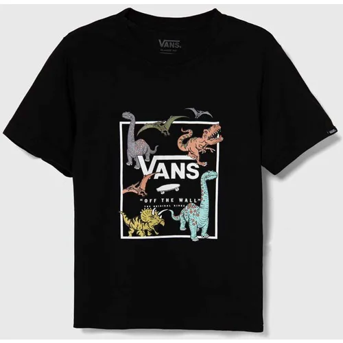 Vans Otroška bombažna kratka majica Glow Dino črna barva, VN000JNYBLK1