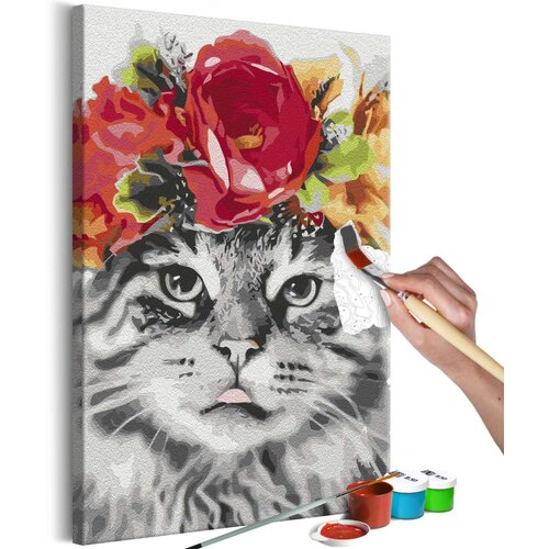  Slika za samostalno slikanje - Cat With Flowers 40x60 Cijene