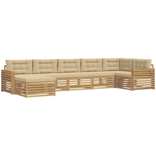  Set vanjskih sofa 7 kom. Bijela i bež Smeđa 410 x 172,5 x 73 cm Slike